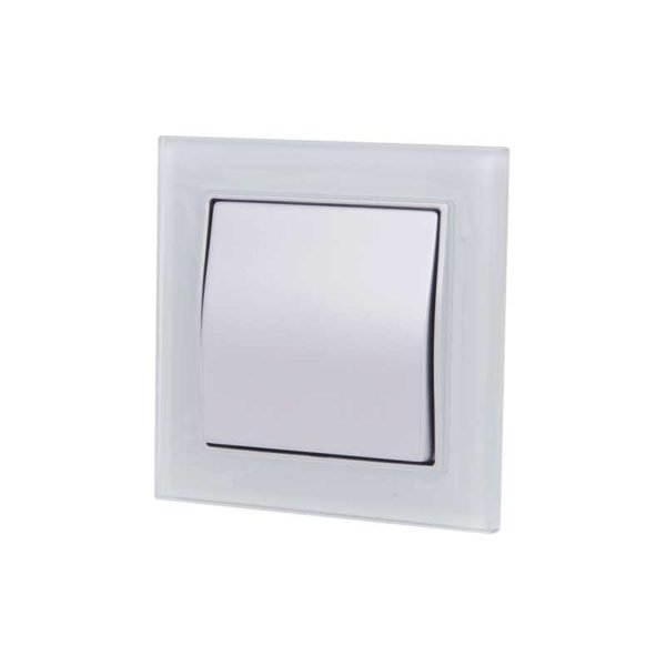 Διακόπτης απλός 10A 250V~ Elitra Plus Γυαλί Λευκό Διαφανές - Image 2