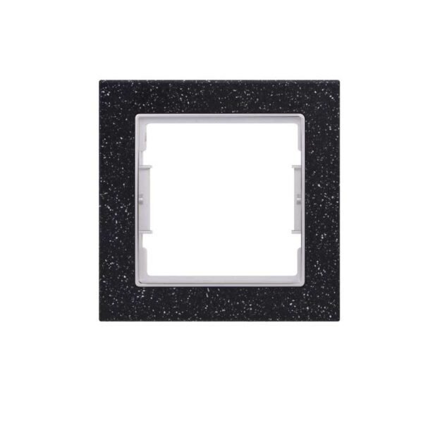 Πλαίσιο Μονό Διακοπτών και Πριζών Elitra Plus Corian® Black Quartz