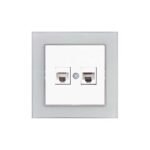 Πρίζα Τηλεφώνου RJ12 Διπλή Λευκή Elitra Plus Γυαλί Λευκό Διαφανές