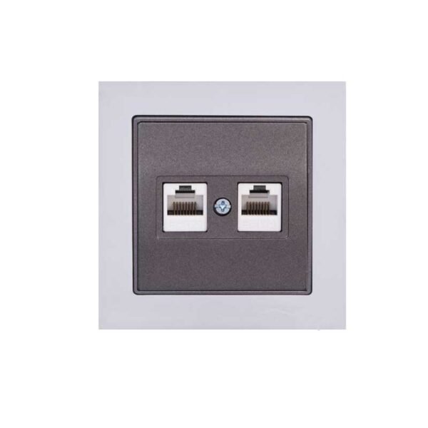 Πρίζα Τηλεφώνου Διπλή 2xRJ12 Μονή Elitra Plus Μέταλλο Steel Chrome