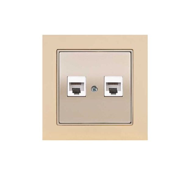 Πρίζα Τηλεφώνου Διπλή 2xRJ12 Μονή Elitra Plus Μέταλλο Steel Satin