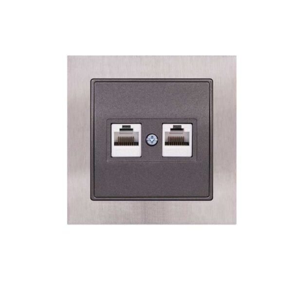 Πρίζα Τηλεφώνου Διπλή 2xRJ12 Μονή Elitra Plus Μέταλλο Stainless Steel