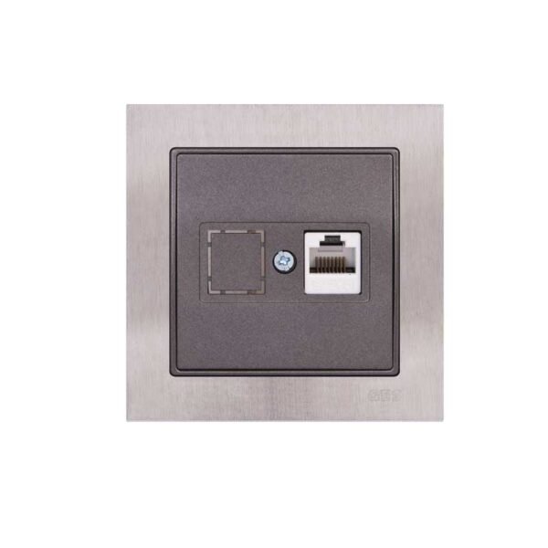Πρίζα Data Μονή 1xRJ45 C6 Elitra Plus Μέταλλο Stainless Steel