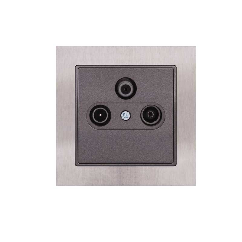 Πρίζα Μεταλλική TV + FM + Sat Τερματική Elitra Plus Μέταλλο Stainless Steel