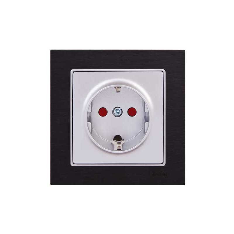 Πρίζα Σούκο με Προστασία Παιδιών Elitra Plus Ξύλο Wenge