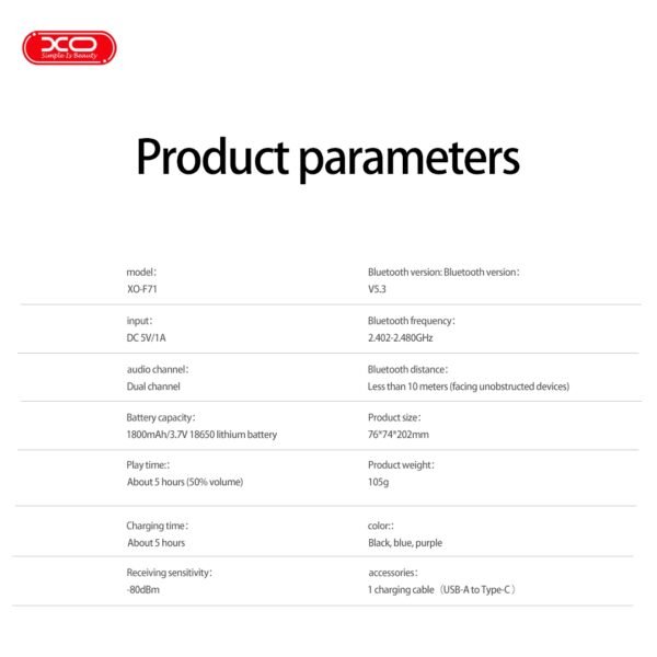 XO F71 Ηχείο Speaker LED με Λαβή Μεταφοράς Μπλε - Image 3