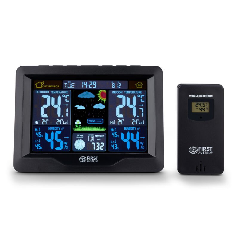 First Austria FA-2461-8 Ασύρματος μετεωρολογικός σταθμός με αισθητήρα εξωτερικού χώρου, έγχρωμη οθόνη και ξυπνητήρι - Image 3