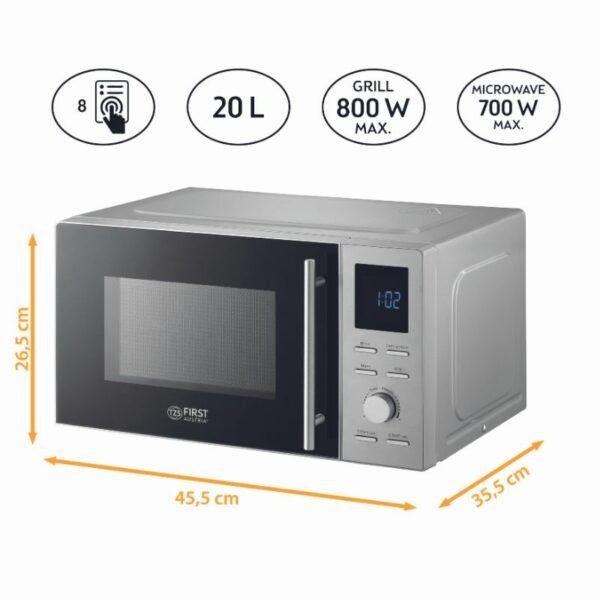 First Austria FA-5002 Ιnox φουρνάκι μικροκυμάτων 700W-grill 800W – μικτά 20L - Image 5