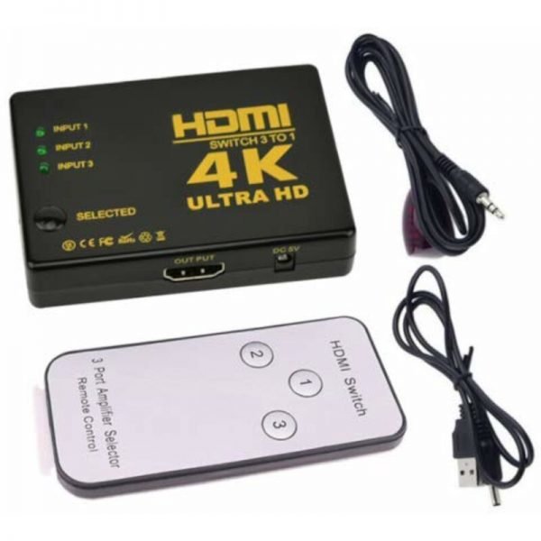 Osio HDVS-301 HDMI switch 3 σε 1, 4K με τηλεχειριστήριο και μάτι - Image 3