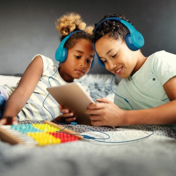 Motorola Moto JR300 BL Μπλε ασύρματα on ear Bluetooth παιδικά ακουστικά με splitter - Image 10