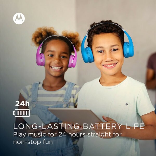 Motorola Moto JR300 PNK Ροζ ασύρματα on ear Bluetooth παιδικά ακουστικά με splitter - Image 6