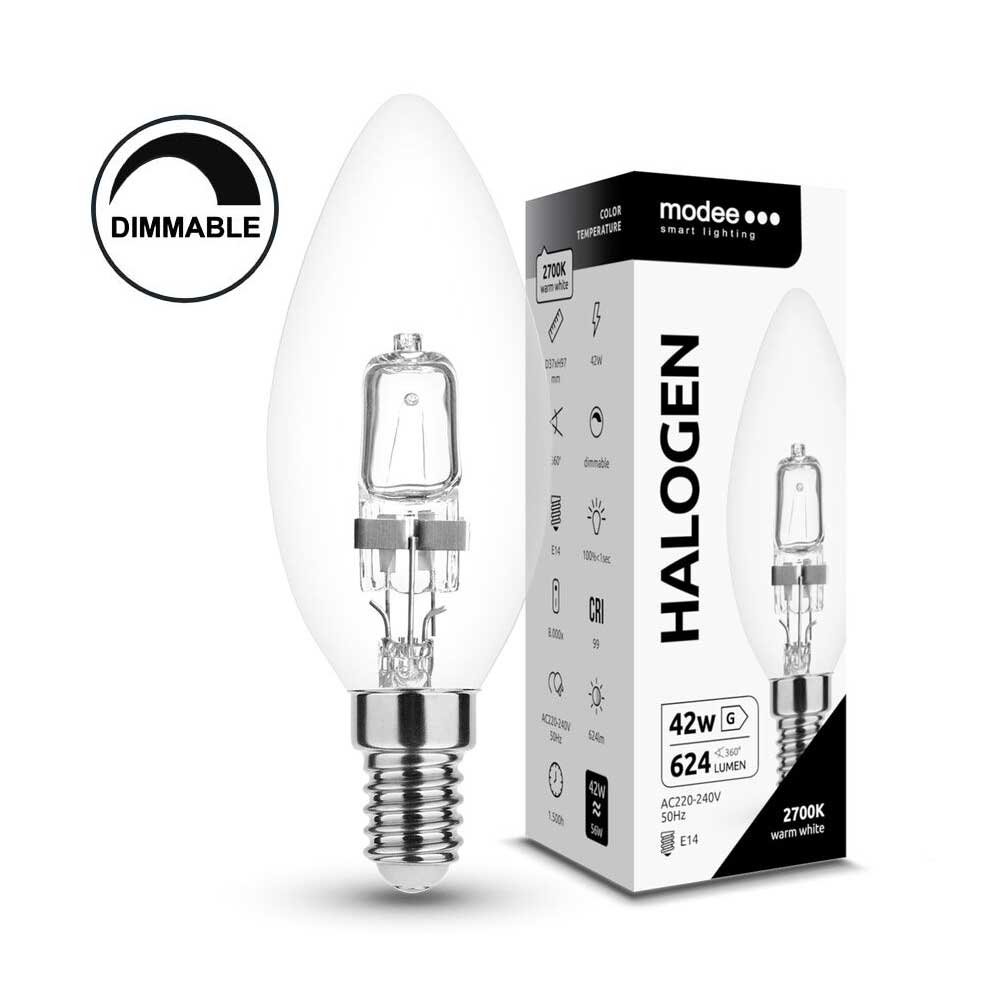 Modee Λάμπα Αλογόνου 42W E14 Κερί