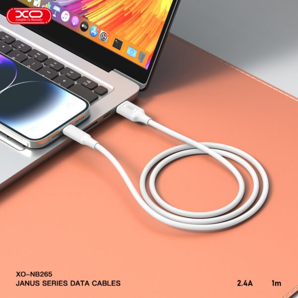 XO NB265 Μινιμαλιστικό Καλώδιο Lightning Λευκό - Image 4