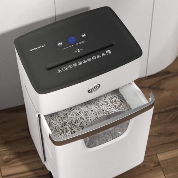 HP OneShred 15CC – 2803 Καταστροφέας εγγράφων με συνδετήρες και καρτών Cross Cut P4 – 15 x A4 – 20L - Image 5