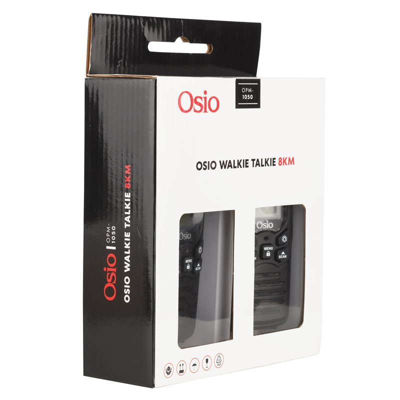 Osio OPM-1050 Mαύρο Επαναφορτιζόμενο PMR Walkie Talkie με φακό και καλώδιο 8 km – 0.5W - Image 8