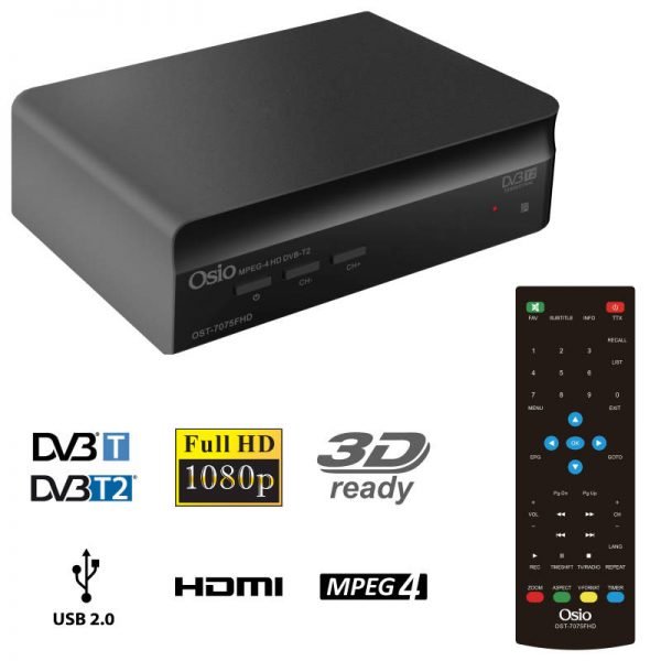 OSIO OST-7075FHD DVB-T/T2 FULL HD MPEG-4 USB 3D EΠIΓEIOΣ ΨHΦIAKOΣ ΔΕΚΤΗΣ