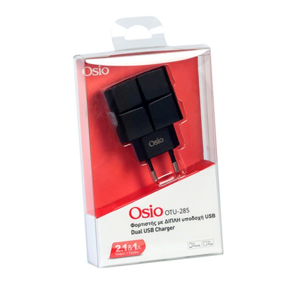 Osio OTU-285B Μαύρο Διπλός φορτιστής ρεύματος με 2 USB 5 V 1000 / 2100 mA - Image 4