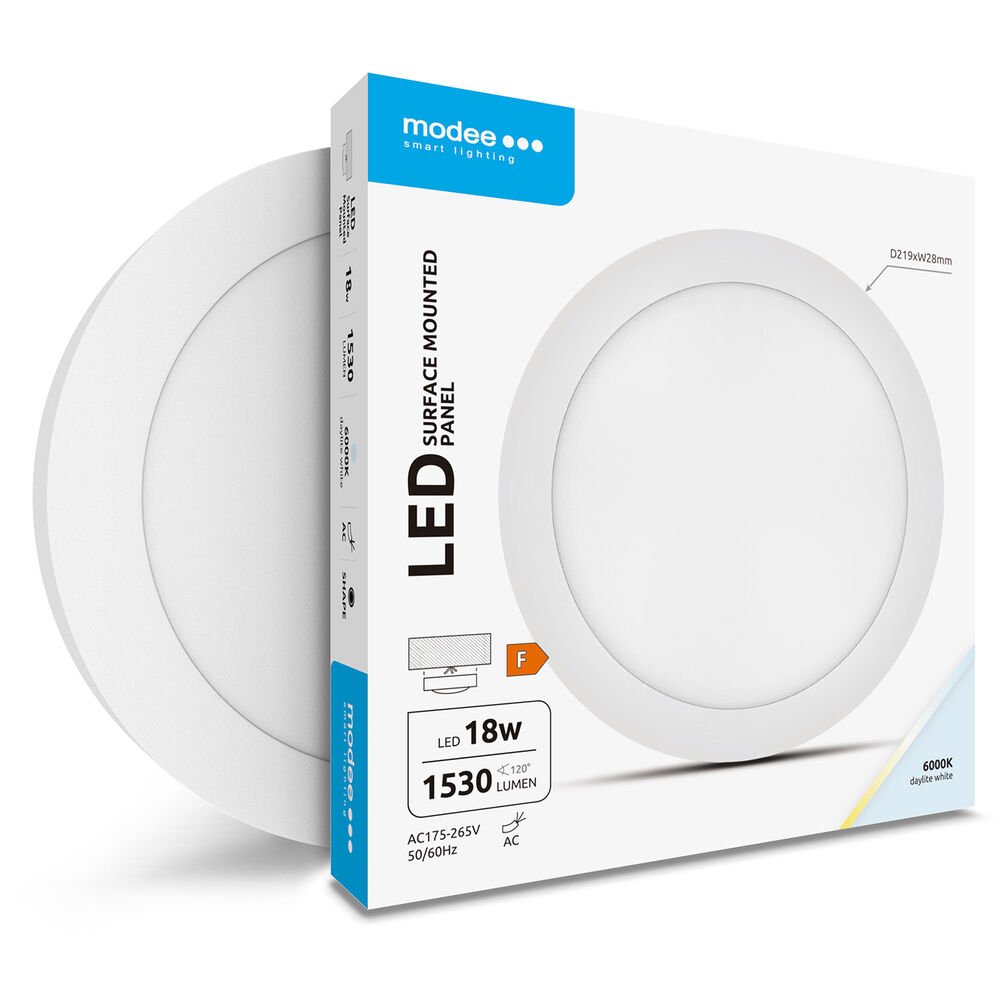 Modee Led Panel Επίτοιχο 18W 6000K σε Λευκό Σώμα Στρογγυλό