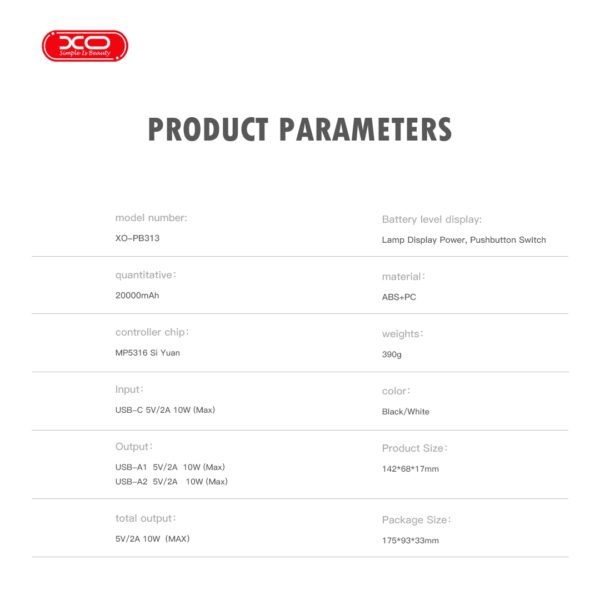 XO PB313 Powerbank 20000mAh Λευκό - Image 4