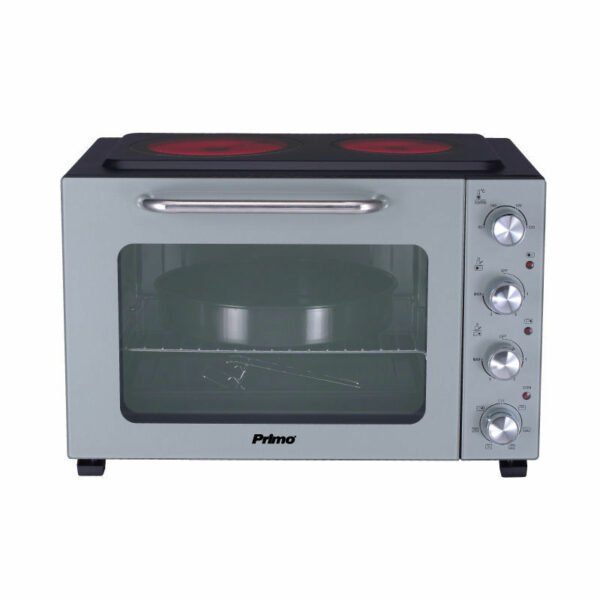 Φουρνάκι PREO-40387 Με 2 Κεραμικές Εστίες 50L Με Αέρα & Υάλινη Πρόσοψη Γκρι/Μαύρο