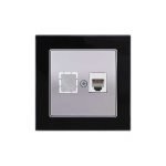 Πρίζα Data RJ45 Μονή C6 Elitra Plus Γυαλί Μαύρο