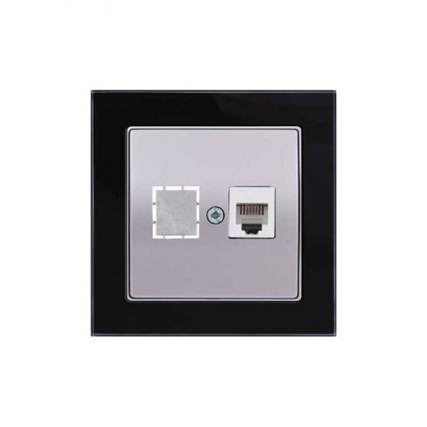 Πρίζα Data RJ45 Μονή C6 Elitra Plus Γυαλί Μαύρο
