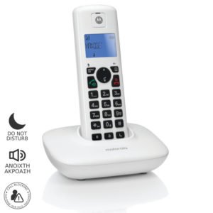 5514587-0112-Motorola T401+ White (Ελληνικό Μενού) Ασύρματο τηλέφωνο με φραγή αριθμών