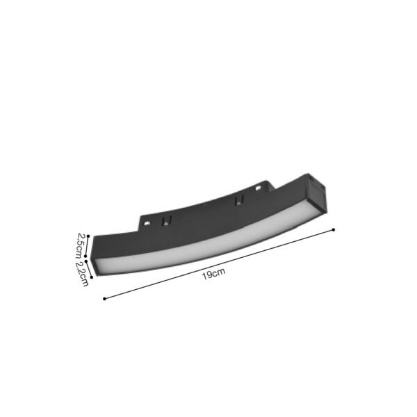 Inlight Γραμμικό φωτιστικό Curved LED 6W 3CCT για μαγνητική ράγα σε μαύρη απόχρωση D:19x2,2x2,5cm (TMC0011-Black) - Image 2