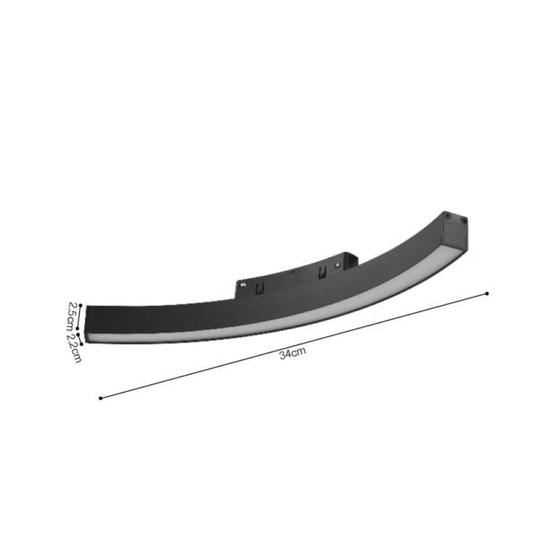 Inlight Γραμμικό φωτιστικό Curved LED 12W 3CCT για μαγνητική ράγα σε μαύρη απόχρωση D:34x2,2x2,5cm (TMC0021-Black) - Image 2