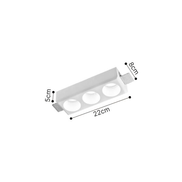 Inlight Χωνευτό τετράγωνο σποτ από γύψο 3XGU10 D:22cm (Χ0013-WH) - Image 2