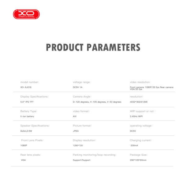 XO XJ06 Smart Καθρέφτης Οπισθοπορείας 5 ιντσών WiFi - Image 4