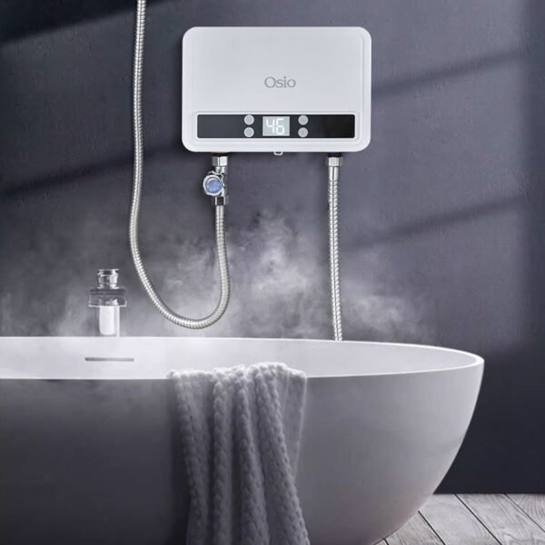 Osio OHF-2590W Λευκός αδιάβροχος ηλεκτρικός ταχυθερμαντήρας τοίχου για μπάνιο IPX4 με οθόνη 5500W - Image 7